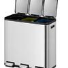 Papelera con Pedal 15+15+15L Acero Inoxidable EKO EcoCasa Splitted